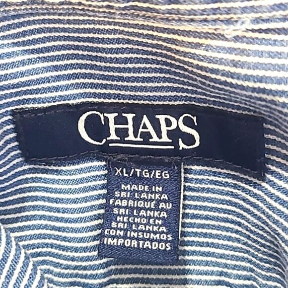 Chaps Blue & White Pinstripe Buttondown Shirt, Size XL - Picture 9 of 10